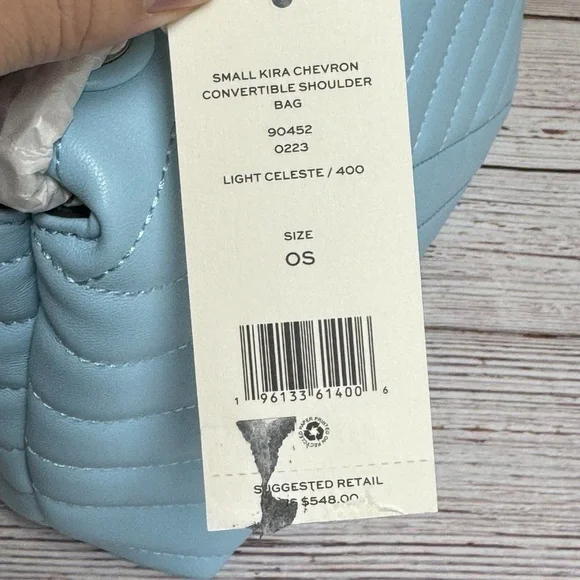 Tory Burch Small Kira Chevron Convertible Shoulder Bag - Light Celeste - Picture 4 of 4